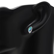 Abalone Lens Shaped Silver Earrings, e351st